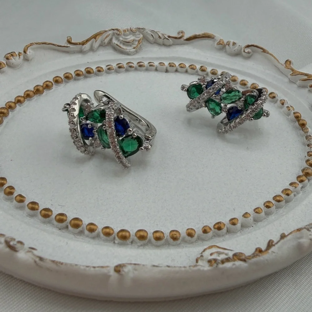 Anthropologie Crystal Swirl Drop Earrings | Elegant Evening Look - Picture 5 of 13